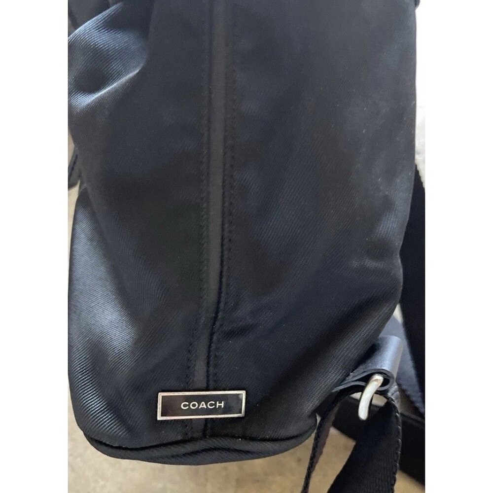 Vintage Coach Black Nylon Mini Backpack Leather Cargo Backpack Travel - Picture 10 of 15